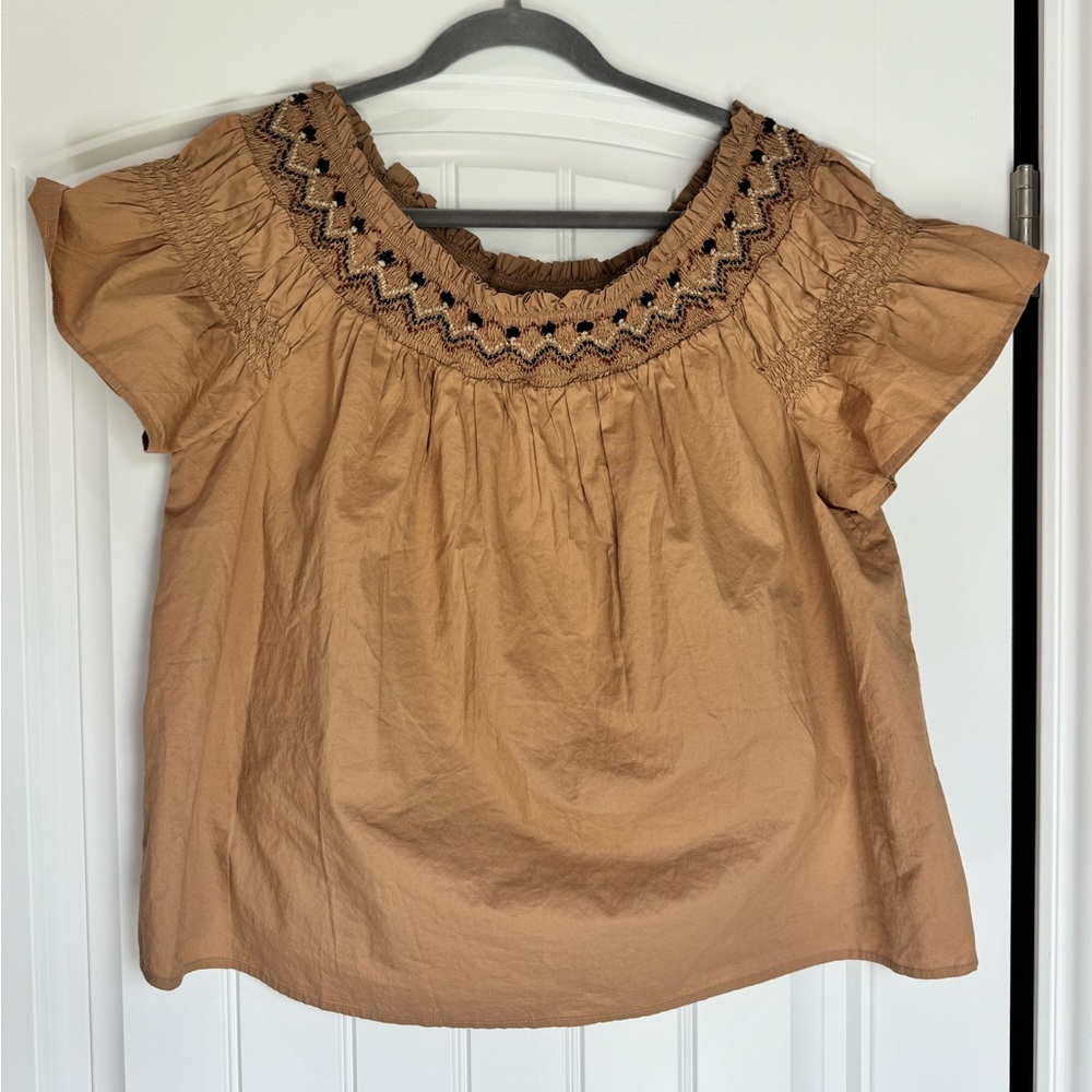 Old Navy Embroidered Peasant Blouse XL Boho Off Shoulder NWT